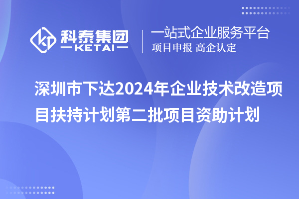 深圳市下達2024年企業(yè)技術改造項目扶持計劃第二批項目資助計劃