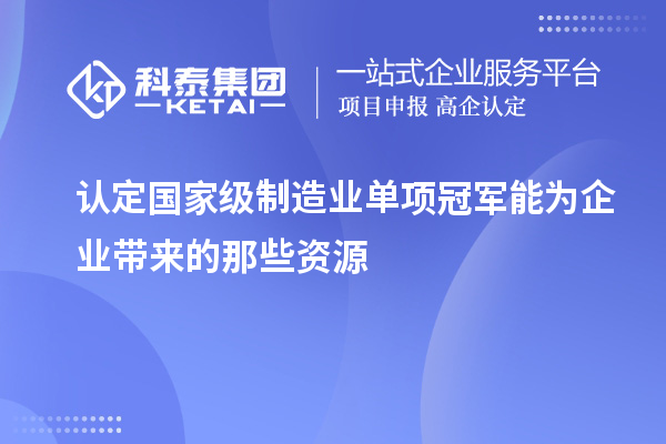 認定國家級制造業(yè)單項冠軍能為企業(yè)帶來的那些資源