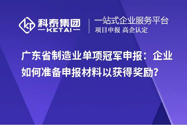 廣東省制造業(yè)單項冠軍申報：企業(yè)如何準(zhǔn)備申報材料以獲得獎勵？