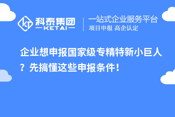 企業(yè)想申報國家級專精特新小巨人？先搞懂這些申報條件！