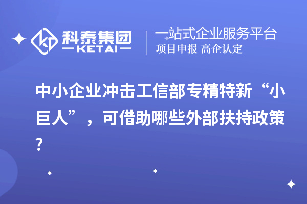 中小企業(yè)沖擊工信部專精特新 “小巨人”，可借助哪些外部扶持政策?