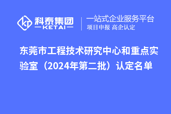 東莞市工程技術(shù)研究中心和重點(diǎn)實(shí)驗(yàn)室（2024年第二批）認(rèn)定名單