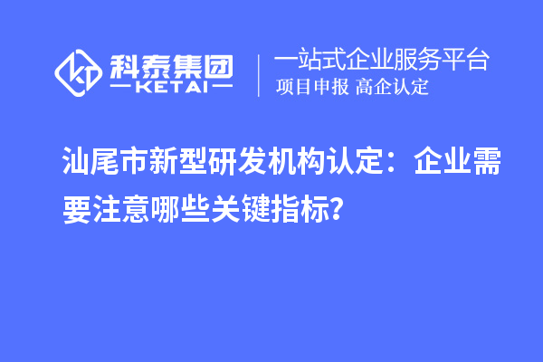 汕尾市新型研發(fā)機構(gòu)認(rèn)定：企業(yè)需要注意哪些關(guān)鍵指標(biāo)？