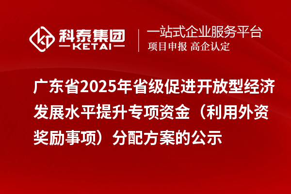 廣東省2025年省級(jí)促進(jìn)開(kāi)放型經(jīng)濟(jì)發(fā)展水平提升專(zhuān)項(xiàng)資金（利用外資獎(jiǎng)勵(lì)事項(xiàng)）分配方案的公示