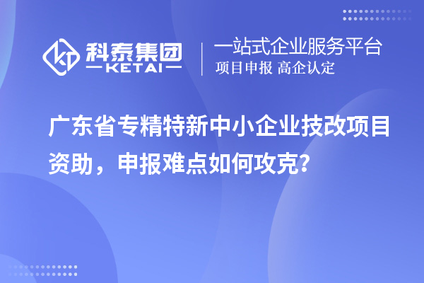 廣東省專精特新中小企業(yè)技改項(xiàng)目資助，申報(bào)難點(diǎn)如何攻克？