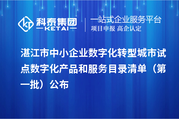 湛江市中小企業(yè)數(shù)字化轉(zhuǎn)型城市試點數(shù)字化產(chǎn)品和服務(wù)目錄清單（第一批）公布