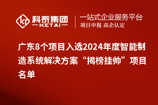 廣東8個項目入選2024年度智能制造系統(tǒng)解決方案“揭榜掛帥”項目名單