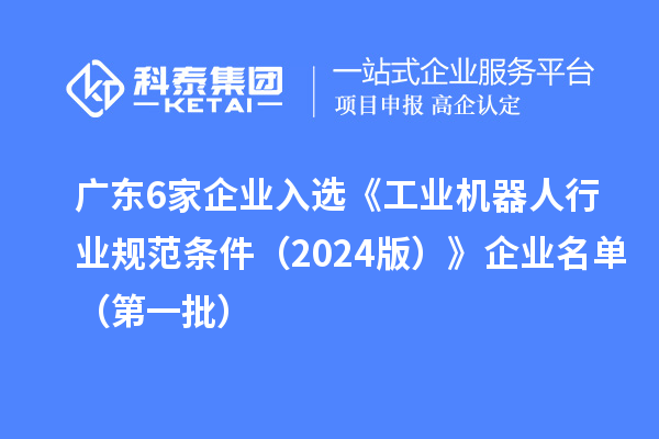 廣東6家企業(yè)入選《工業(yè)機(jī)器人行業(yè)規(guī)范條件（2024版）》企業(yè)名單（第一批）