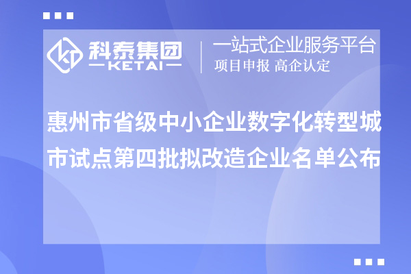 惠州市省級(jí)中小企業(yè)數(shù)字化轉(zhuǎn)型城市試點(diǎn)第四批擬改造企業(yè)名單公布