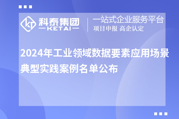 2024年工業(yè)領(lǐng)域數(shù)據(jù)要素應(yīng)用場景典型實踐案例名單公布