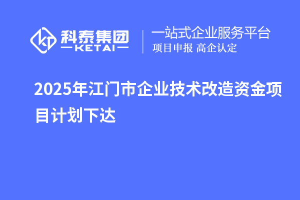 2025年江門市企業(yè)技術(shù)改造資金項(xiàng)目計(jì)劃下達(dá)