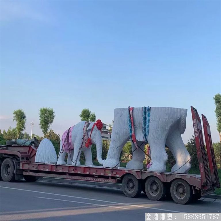 玻璃鋼大象雕塑 大型動物大象景觀