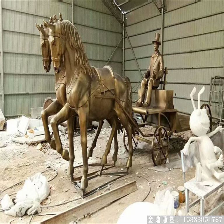 玻璃鋼仿銅馬車雕塑，馬車雕塑定做，啤酒節(jié)馬車雕塑1