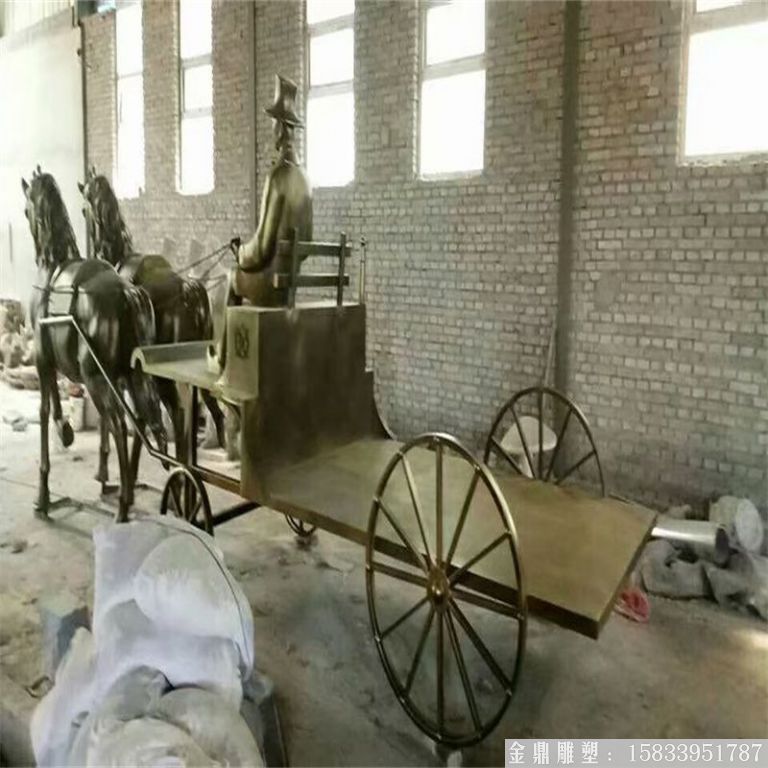 玻璃鋼仿銅馬車雕塑，馬車雕塑定做，啤酒節(jié)馬車雕塑2