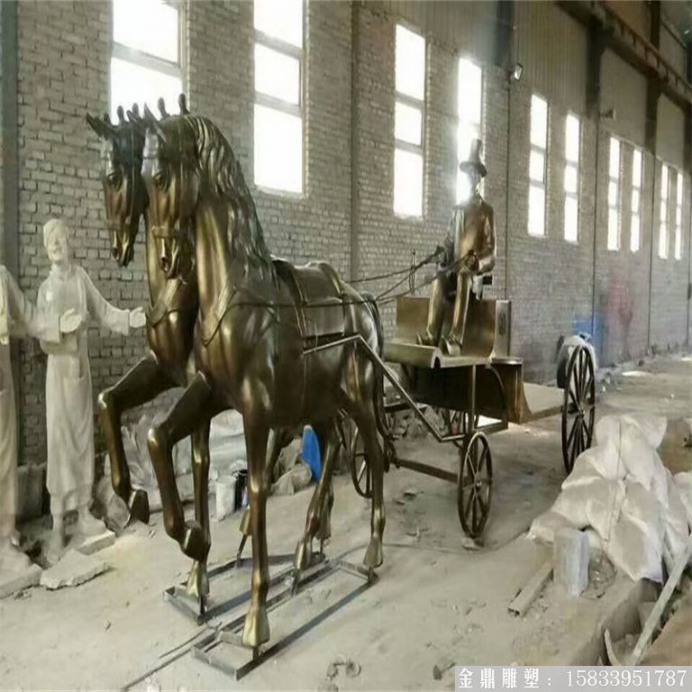 玻璃鋼仿銅馬車雕塑，馬車雕塑定做，啤酒節(jié)馬車雕塑3
