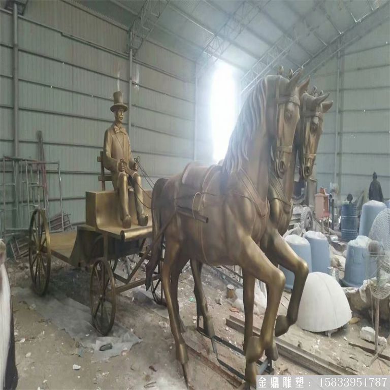 玻璃鋼仿銅馬車雕塑，馬車雕塑定做，啤酒節(jié)馬車雕塑5