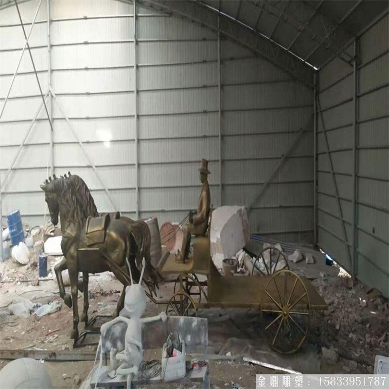 玻璃鋼仿銅馬車雕塑，馬車雕塑定做，啤酒節(jié)馬車雕塑6