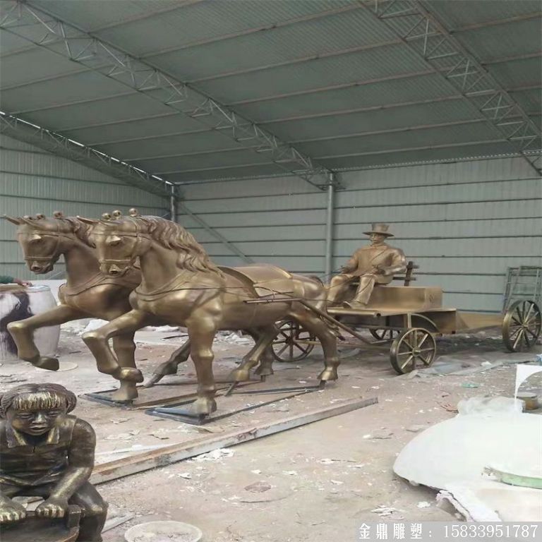 玻璃鋼仿銅馬車雕塑，馬車雕塑定做，啤酒節(jié)馬車雕塑7