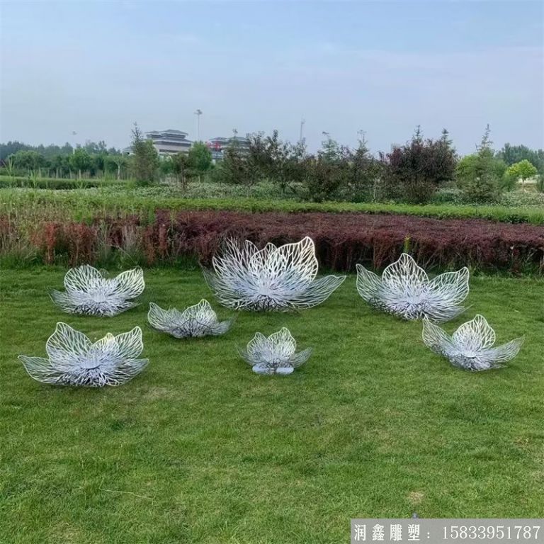 不銹鋼鏤空裝飾花朵雕塑 地產草坪擺件