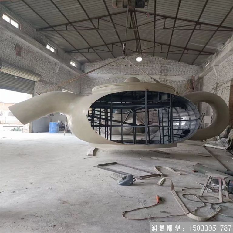 不銹鋼懸空天壺茶壺噴泉，景觀壺案例