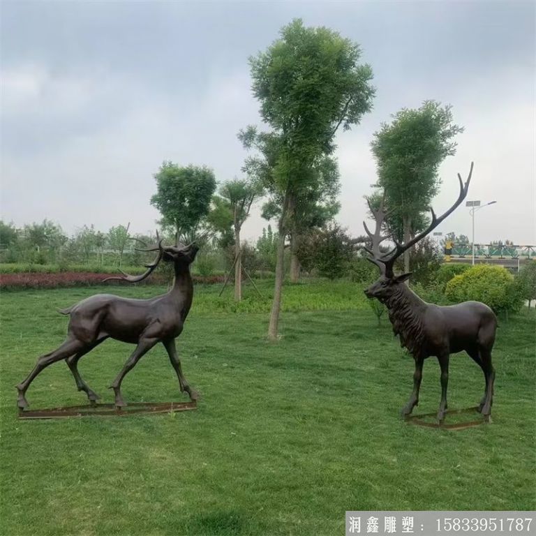 銅鹿雕塑加工 動(dòng)物鹿雕塑擺件